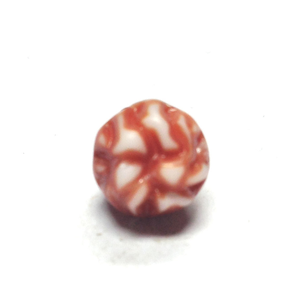 8MM Brown/White Fancy Glass Bead (144 pieces)