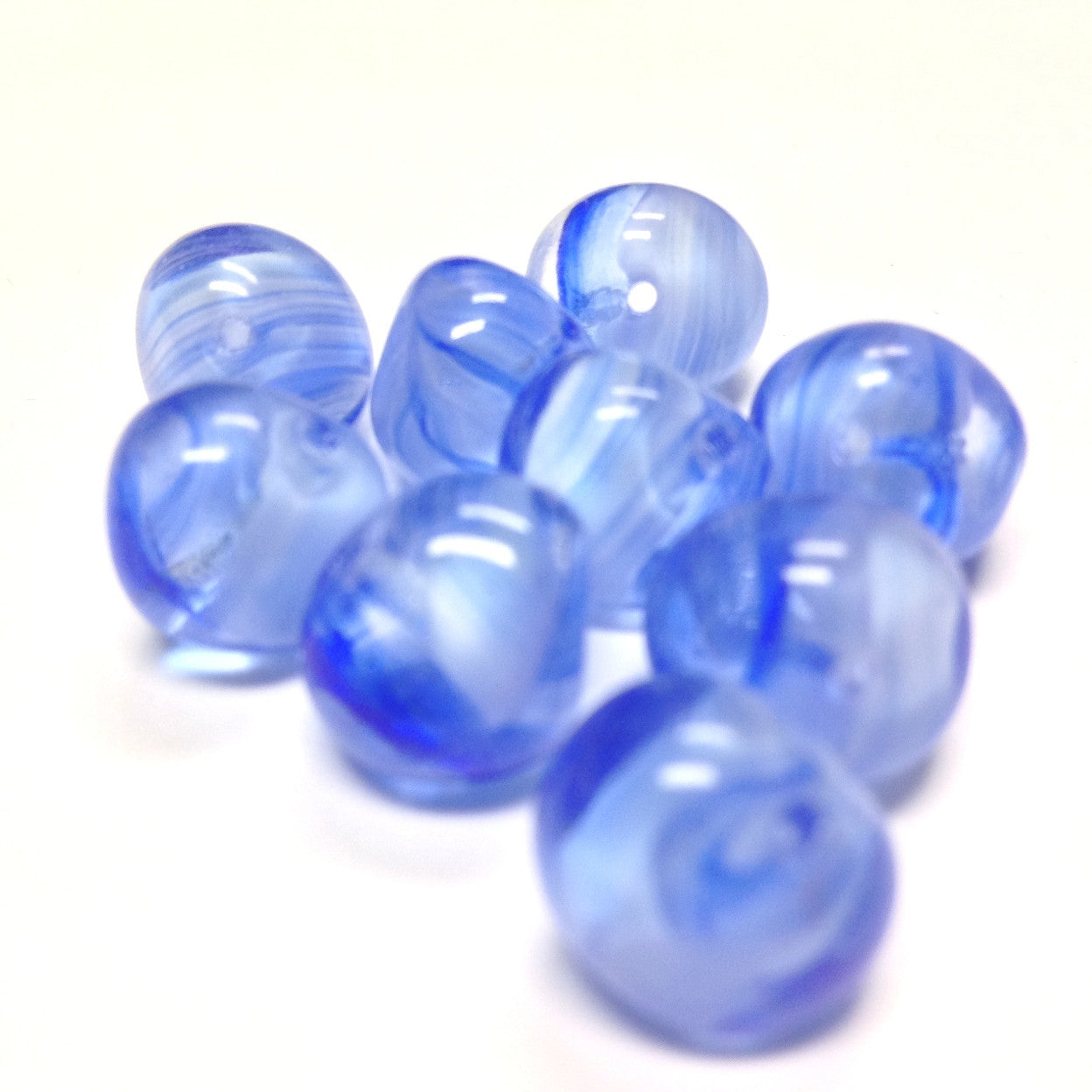13MM Sapphire Blue Glass Baroque Bead (36 pieces)