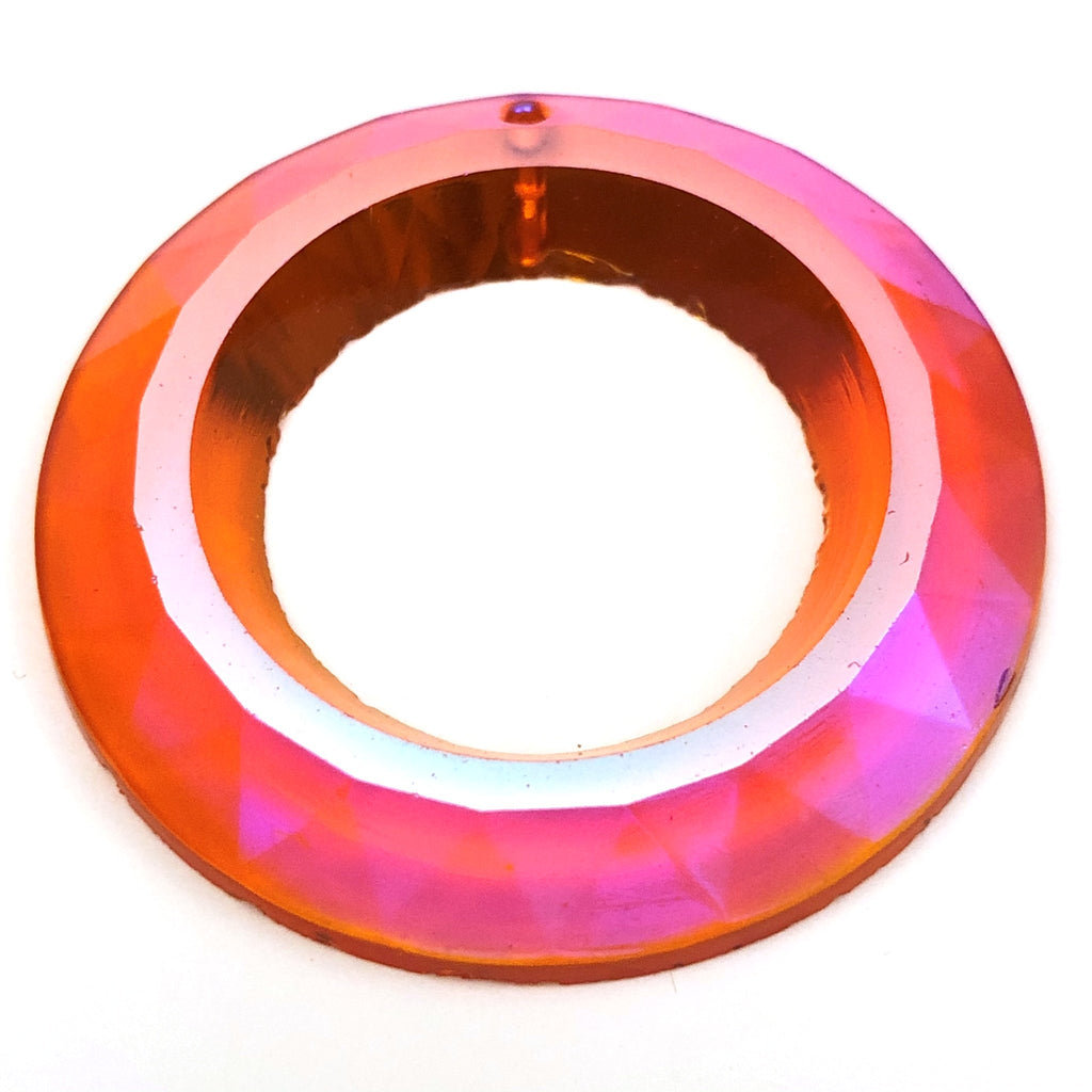 35MM Orange Ab Faceted Flatback Ring Drop (6 pieces)