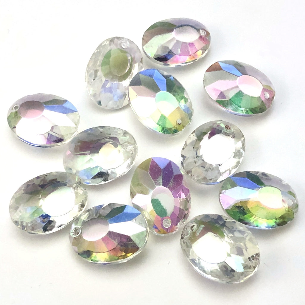 18X13.5MM Crystal Ab Faceted Glass Oval Drop (144 pieces)