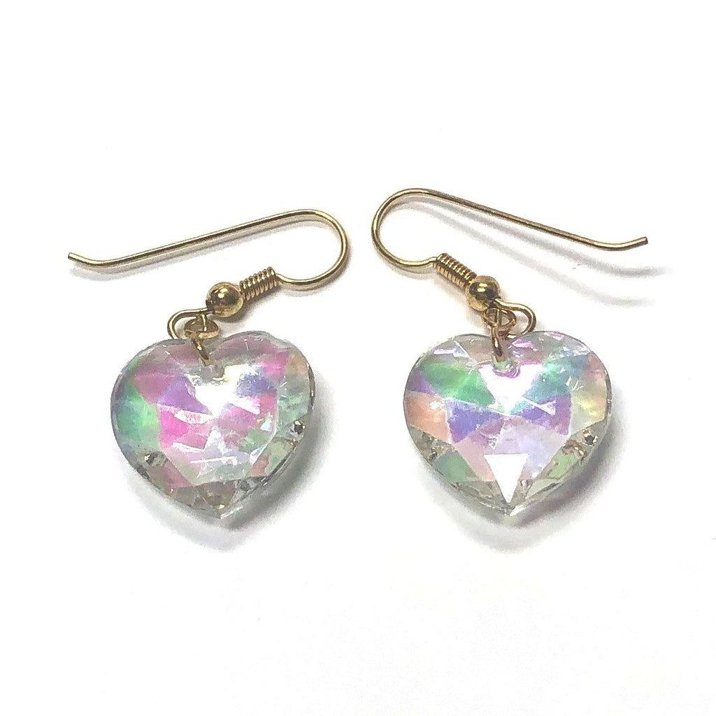 17MM Crystal Ab Faceted Glass Heart Drop Earring (6 pieces)