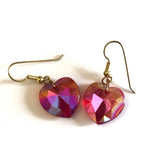 17MM Ruby Ab Faceted Glass Heart Drop Earring (6 pieces)