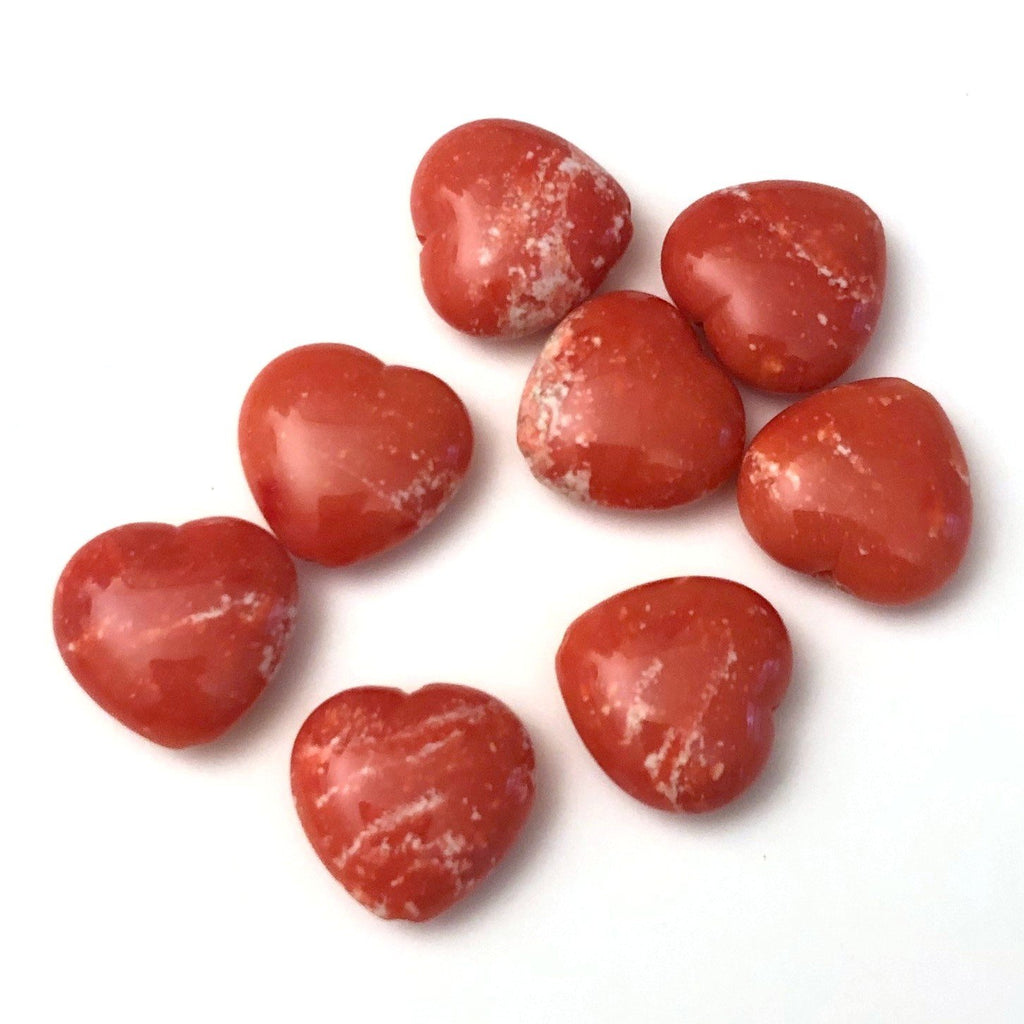15MM Coral "Granite" Heart Bead (72 pieces)