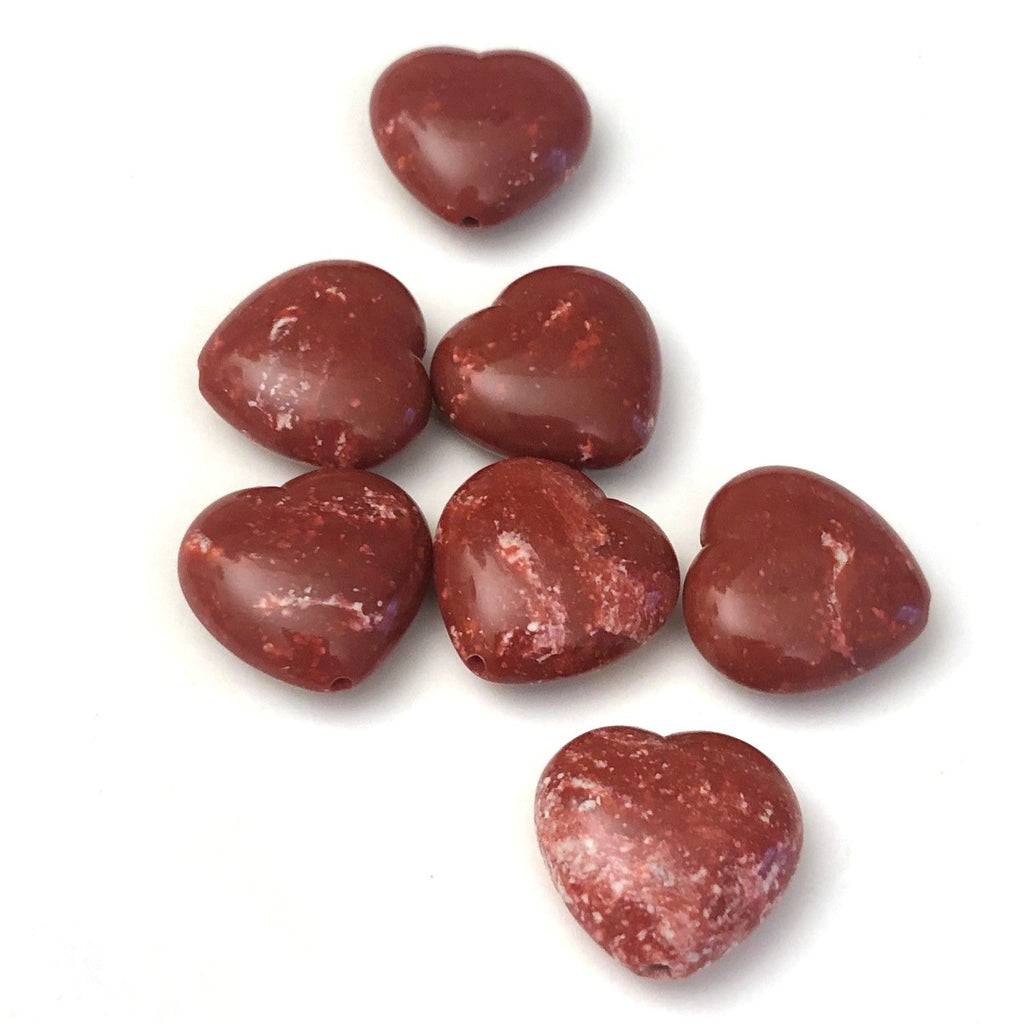 15MM Carnelian "Granite" Heart Bead (72 pieces)