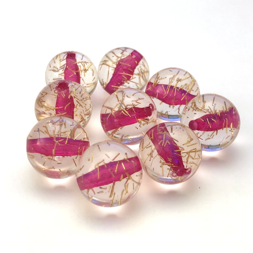 18MM Crystal Fuchsia/Gld "Spiked" Bead (36 pieces)