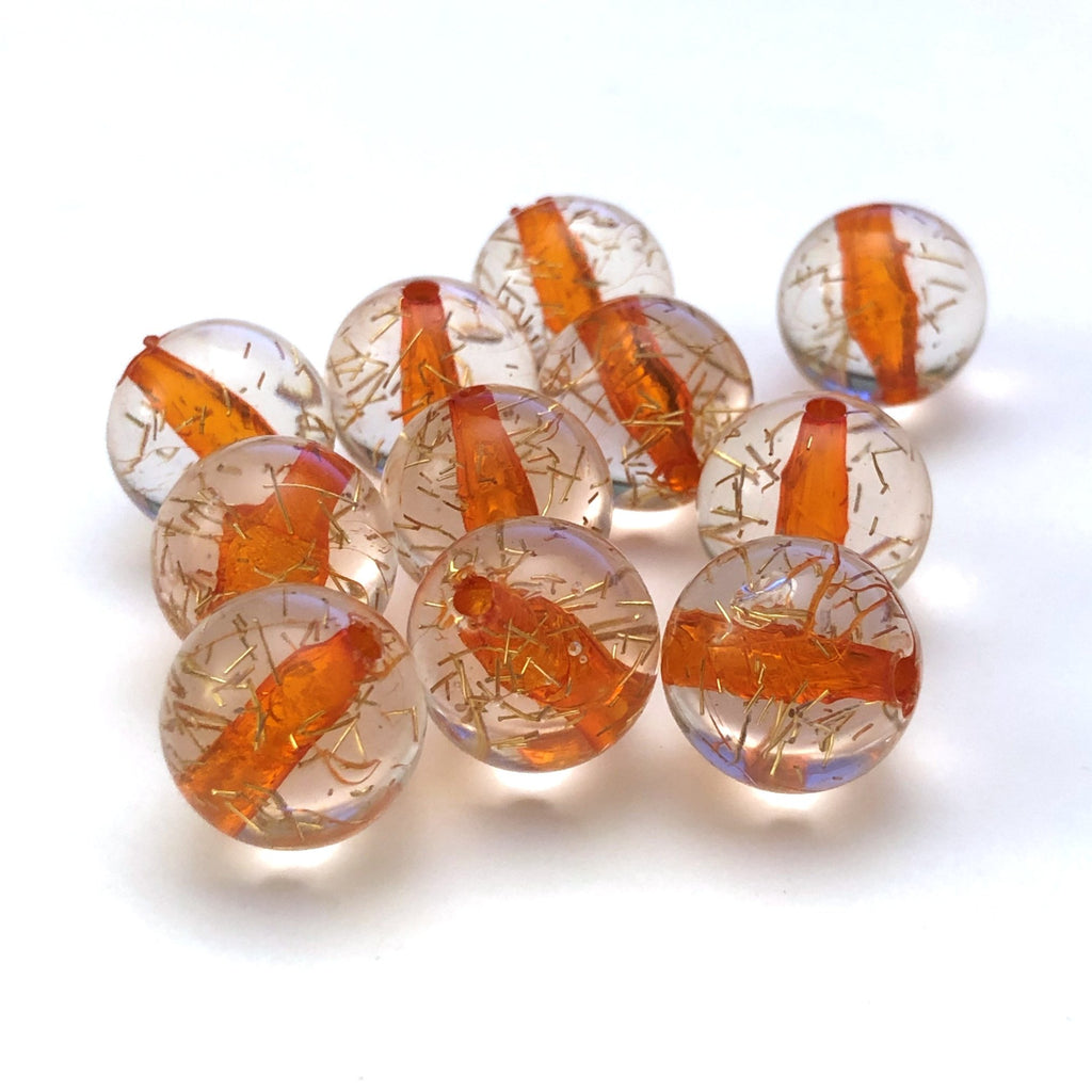 10MM Crystal Orange/Gold "Spiked" Bead (144 pieces)