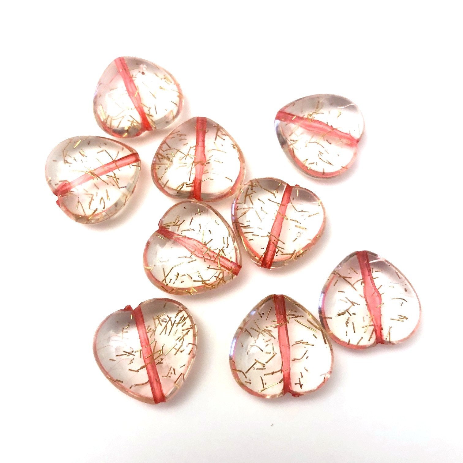 15MM Crystal/Pink/Gold "Spiked" Heart Bead (72 pieces)