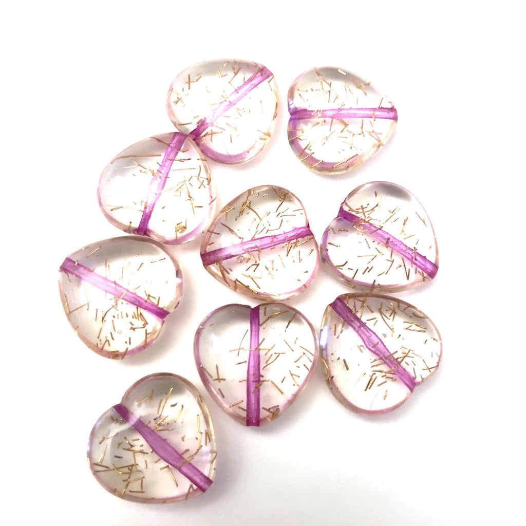 15MM Crystal/Purple/Gold "Spiked" Heart Bead (72 pieces)