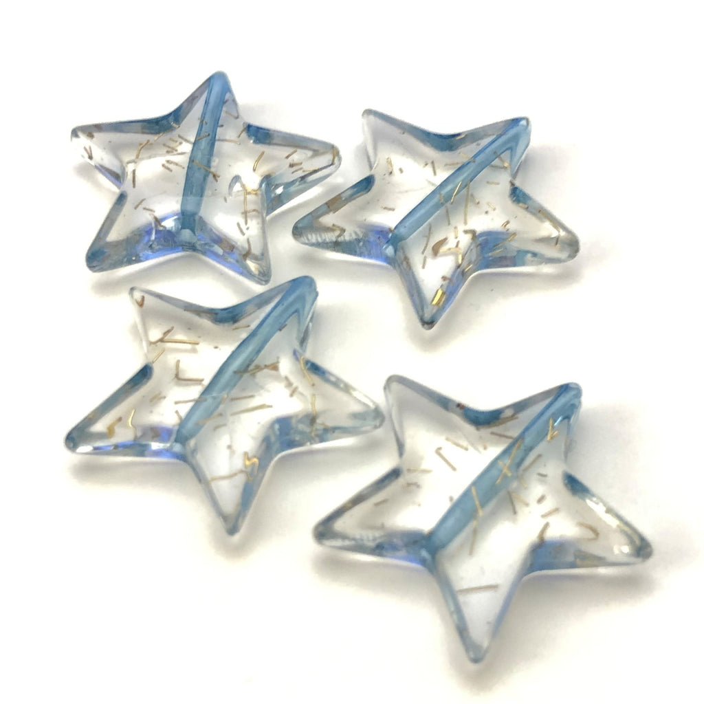 20MM Crystal Blue/Gold "Spiked" Star Bead (36 pieces)