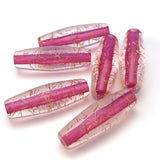29X10MM Crystal Fuchsia/Gold "Spiked" Tube Bead (36 pieces)