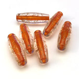 29X10MM Crystal Orange/Gold "Spiked" Tube Bead (36 pieces)