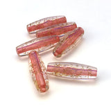 29X10MM Crystal Pink/Gold "Spiked" Tube Bead (36 pieces)