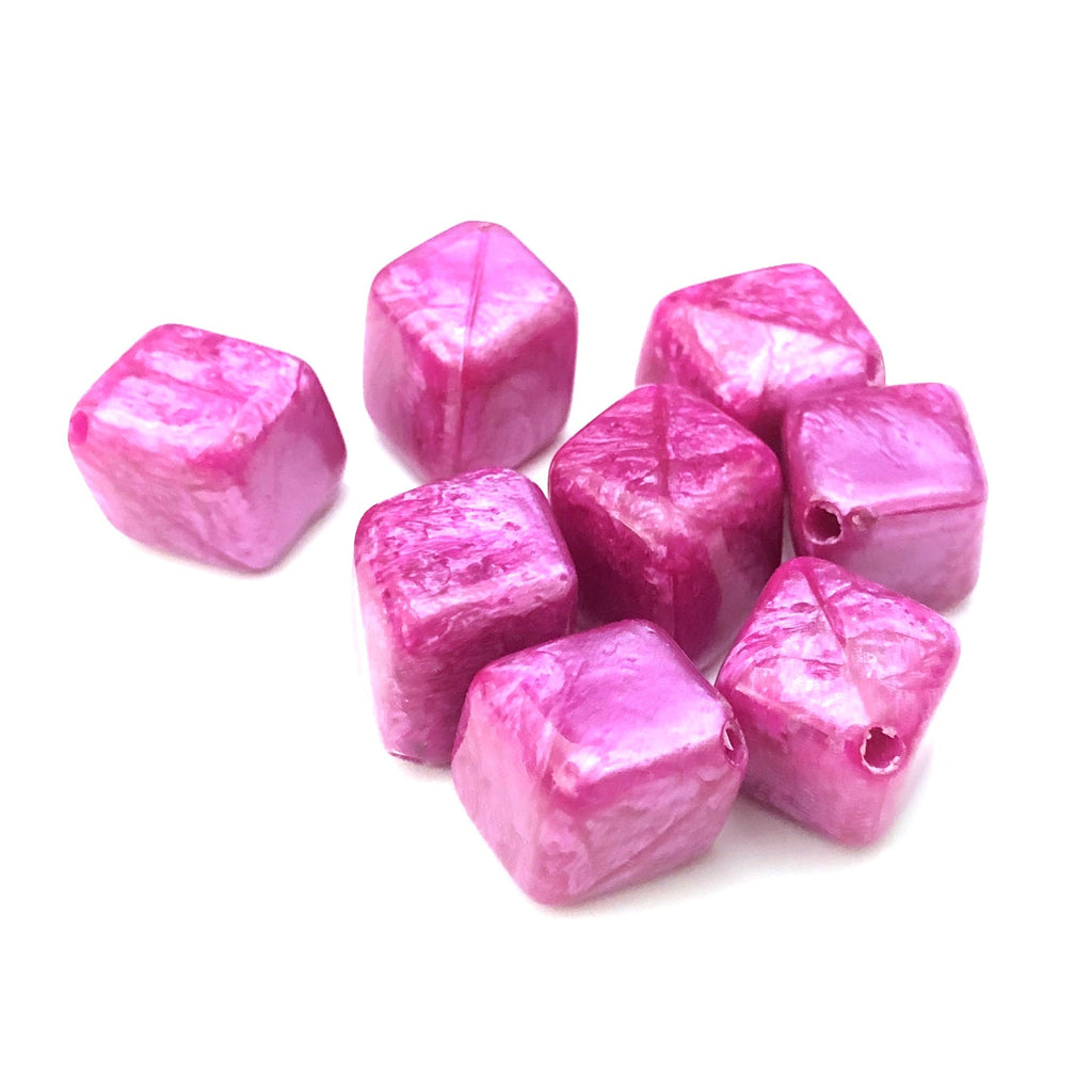 16MM Fuchsia"Zenith"Diagonal Cube Bead (72 pieces)