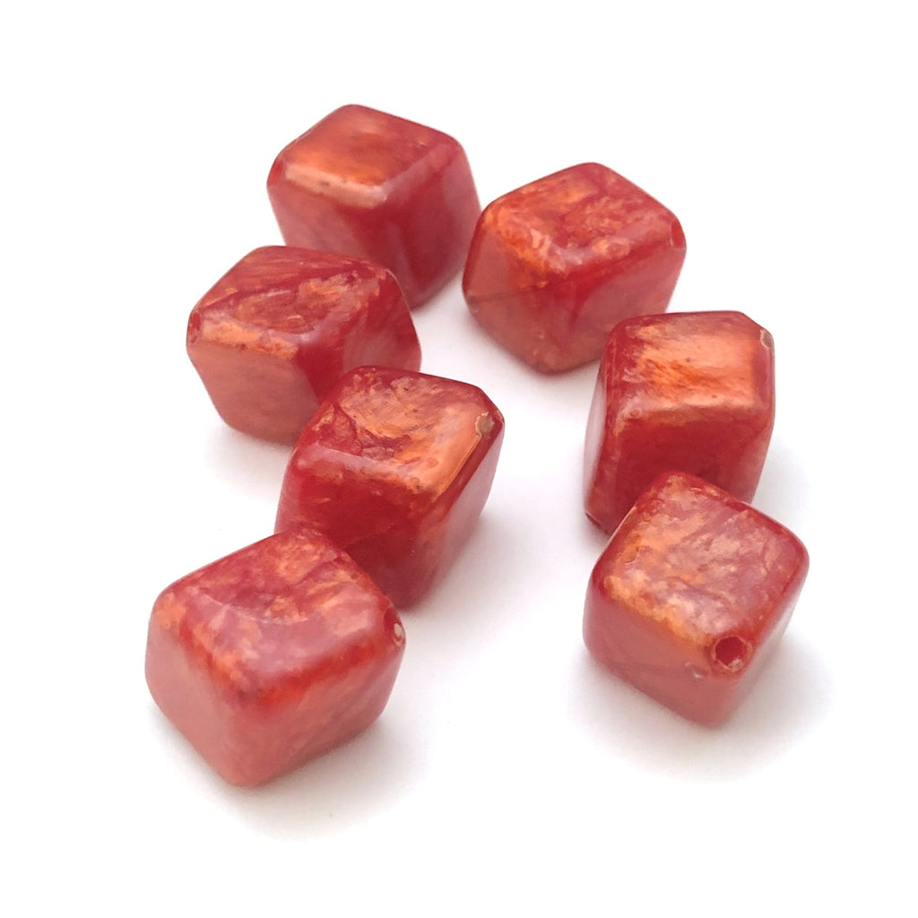 16MM Red "Zenith"Diagonal Cube Bead (72 pieces)