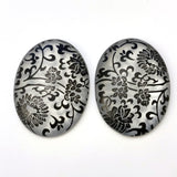 18X13MM Crystal Mat-Black "Botanica" Cab (24 pieces)