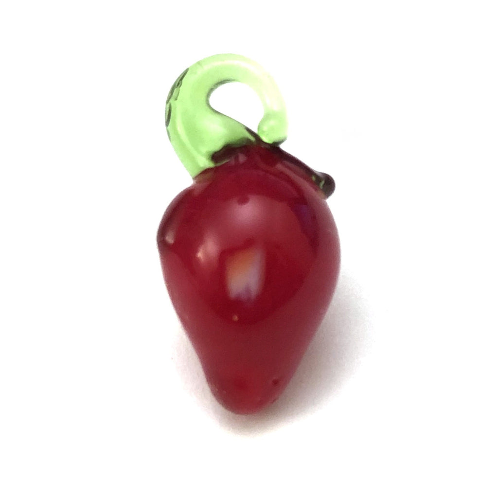 Red Strawberry w/White Dot Glass Fruit Drop (36 pieces)