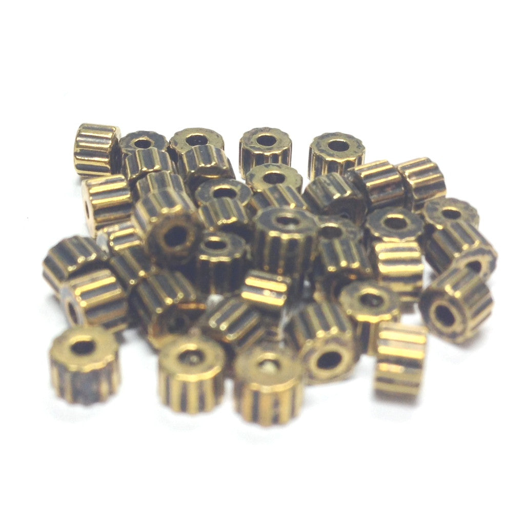 4mm Ant.Ham.Gold Ribbed Rondel Bead (500 pieces)