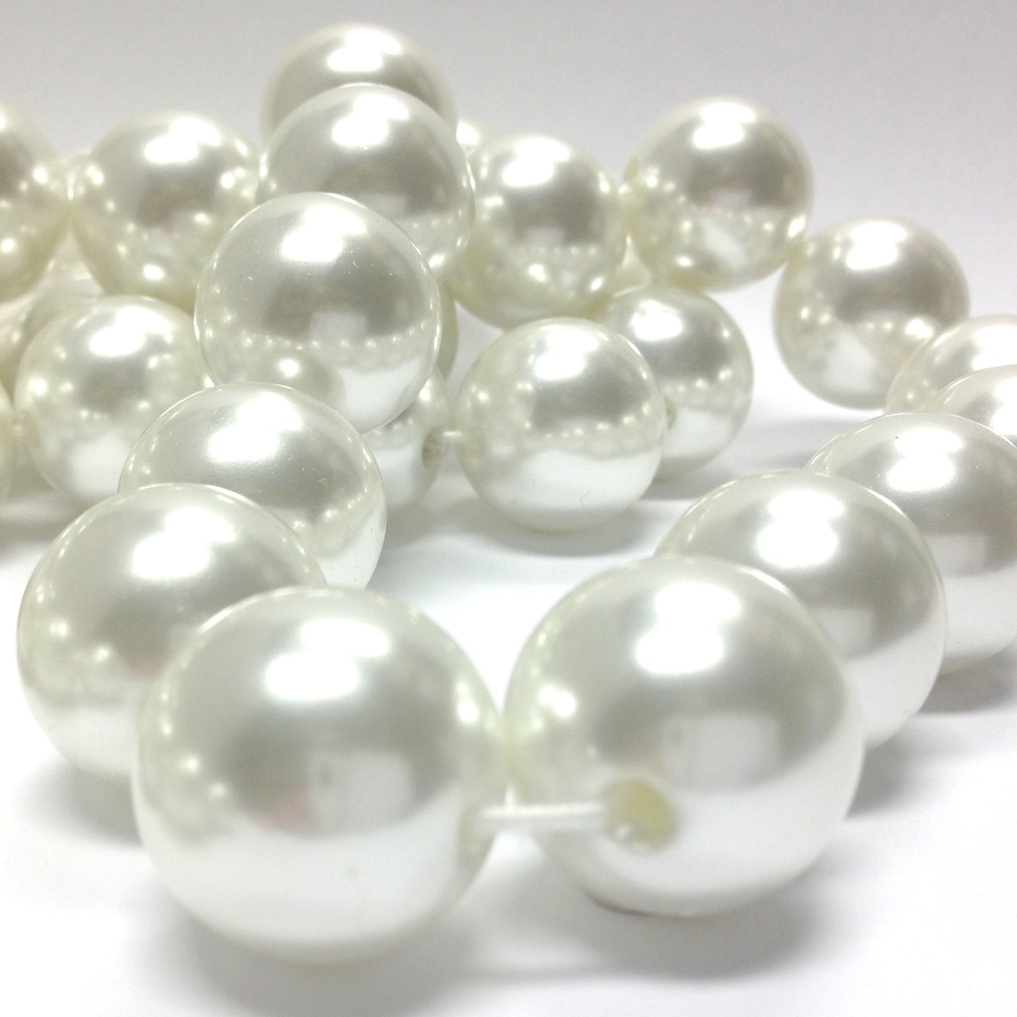 20MM White Pearl Beads 15 With 3.5-4MM Hole