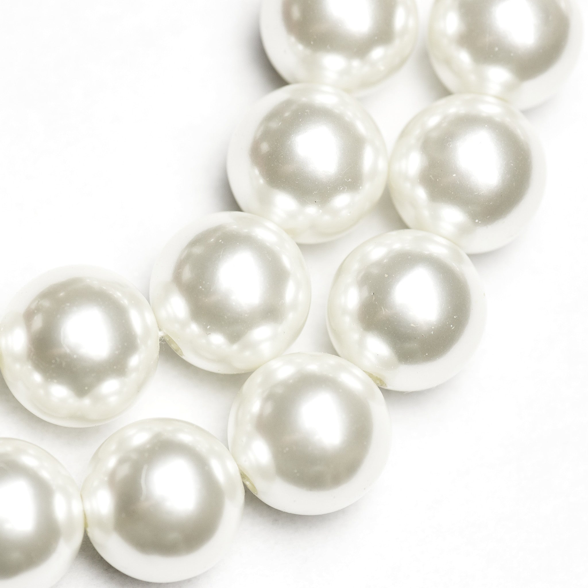 14MM White Pearl Beads 30"