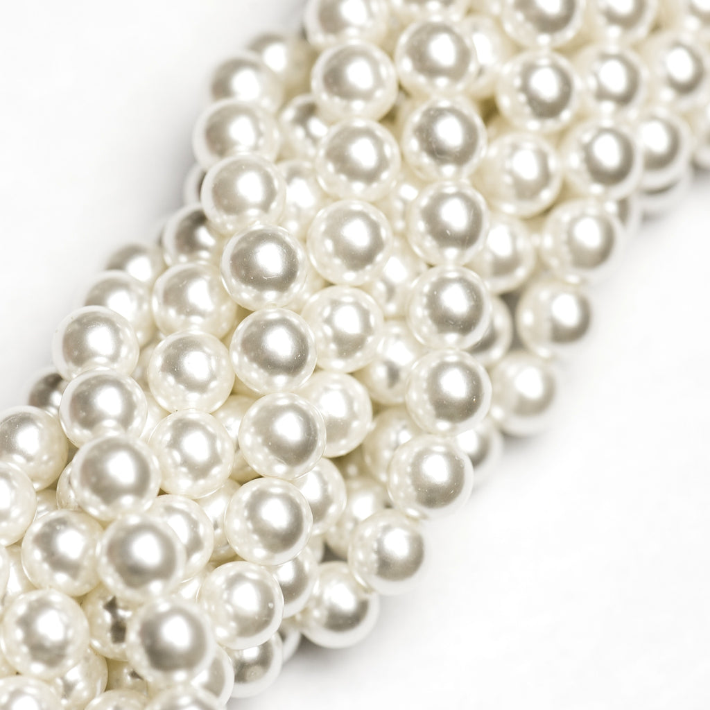 2MM White Pearl Beads 60"