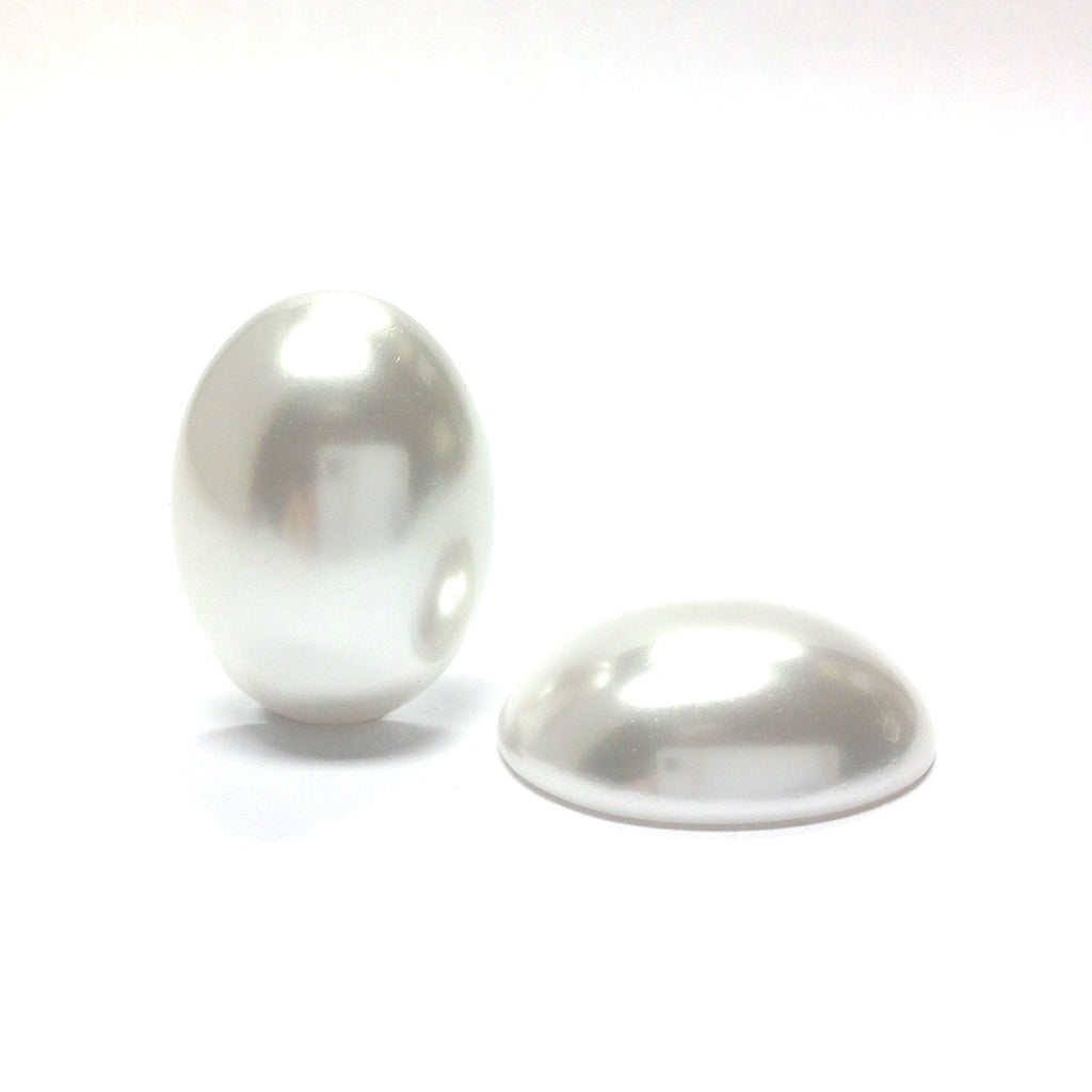 25X18MM White Pearl Flat Back Oval Cab (72 pieces)