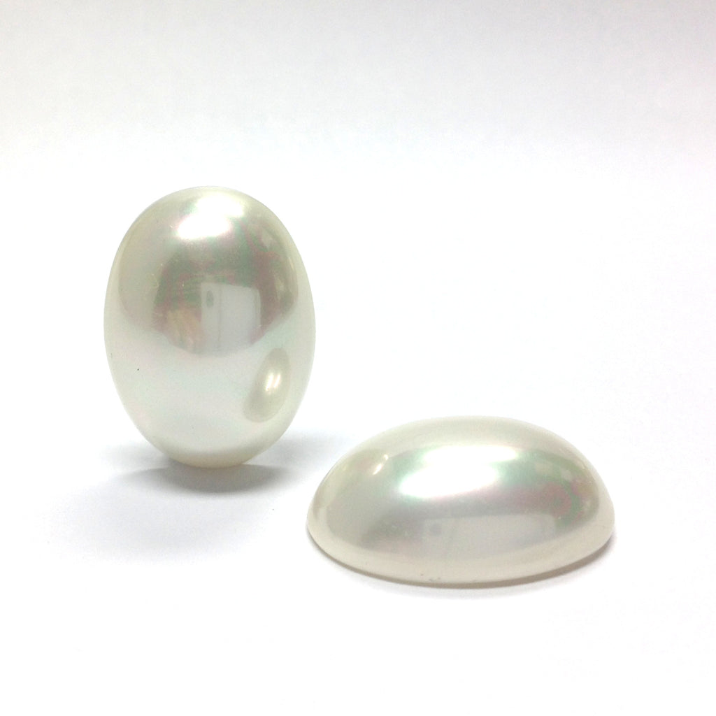18X13MM Handpolish Mabe Look White Pearl Cab (36 pieces)