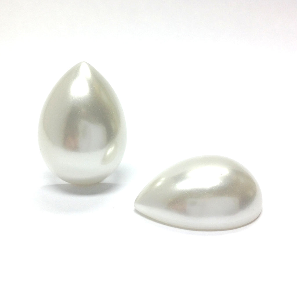 25X18MM White Pearl Flat Back Pearshape Cab (72 pieces)