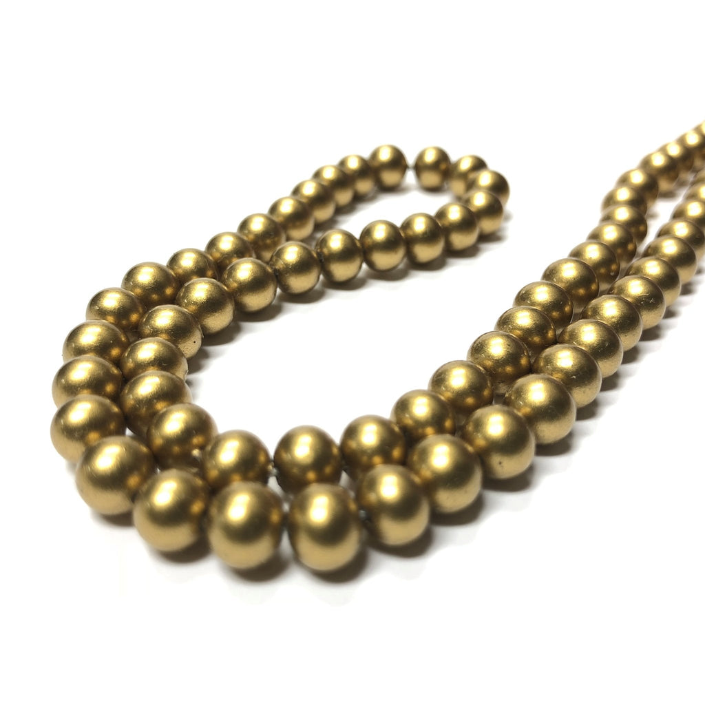 6MM Clio Gold Round Glass Beads 16" (1 string)