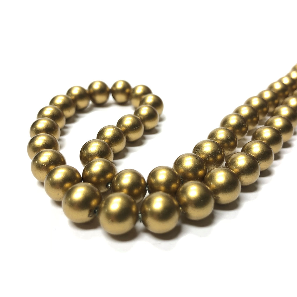 8MM Clio Gold Round Glass Beads 16" (1 string)