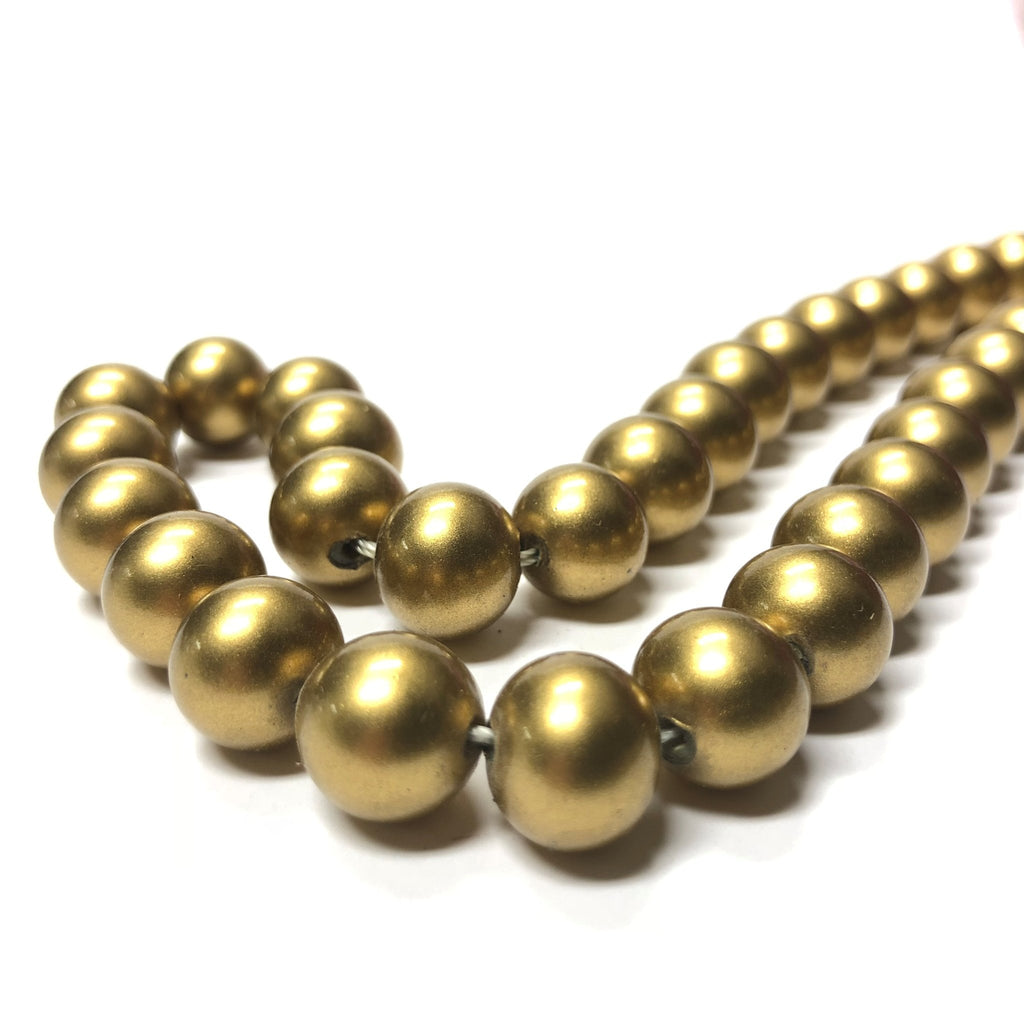 12MM Clio Gold Round Glass Beads 15" (1 string)