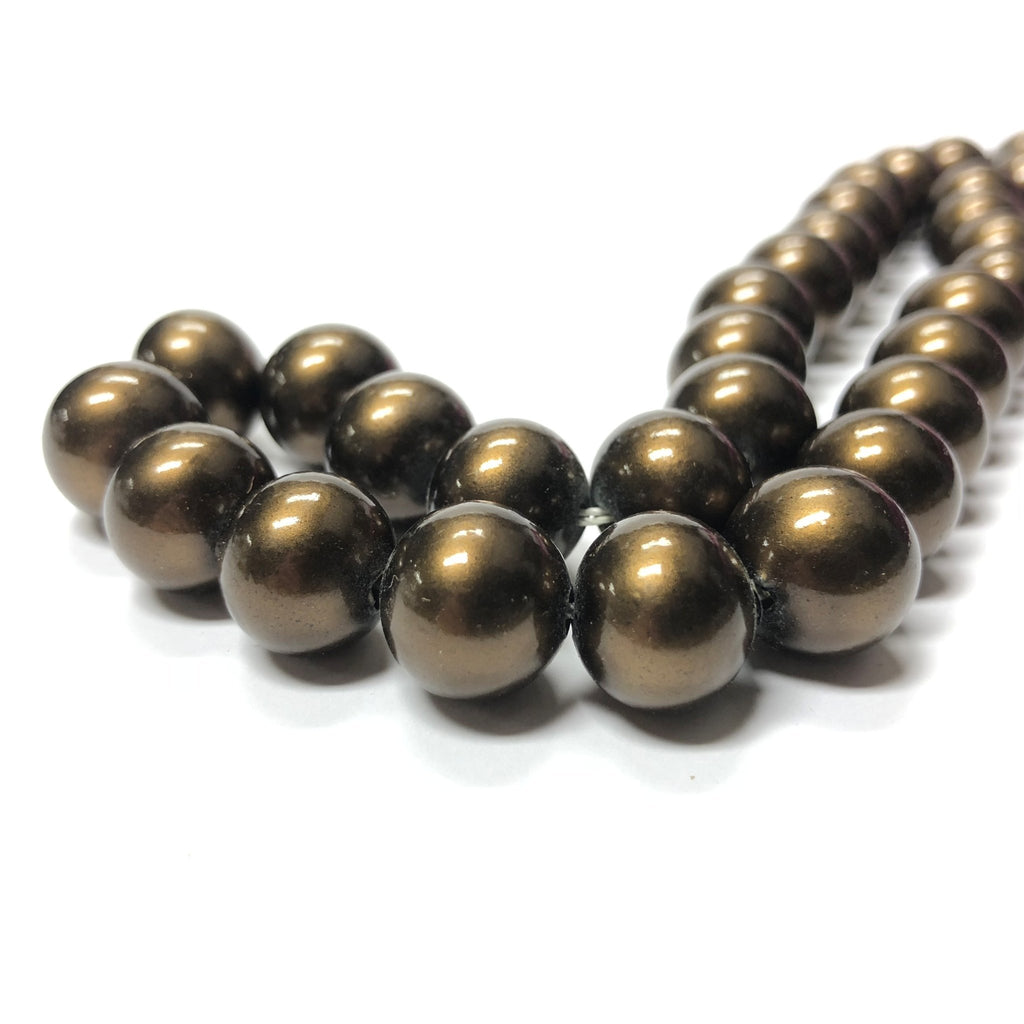 14MM Clio Bronze Round Glass Beads 15" (1 string)