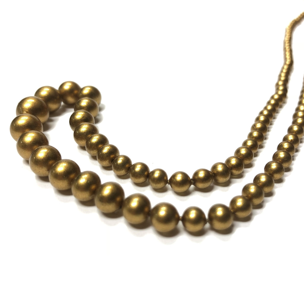 3-8MM Clio Gold Round Glass Beads 18" (1 string)