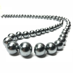 5-12MM Clio Gunmetal Round Glass Beads 18" (1 string)