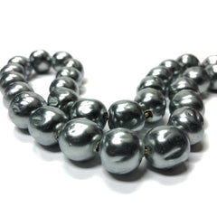 14MM Clio Gunmetal Baroque Glass Beads 15" (1 string)