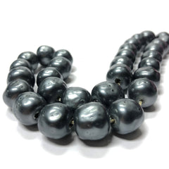 14MM Clio Pewter Baroque Glass Beads 15" (1 string)