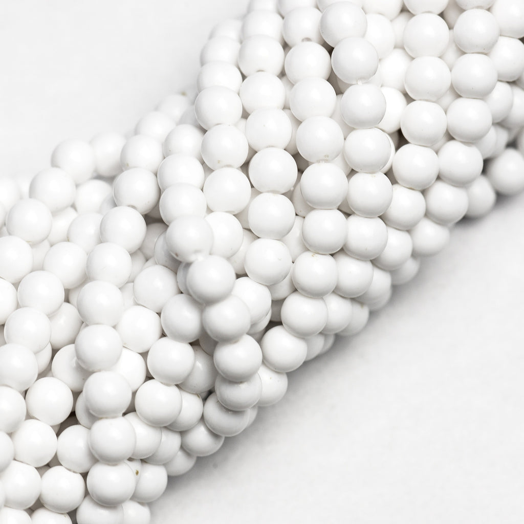 6MM Acrylic White Beads 30" (1 dozen strands)