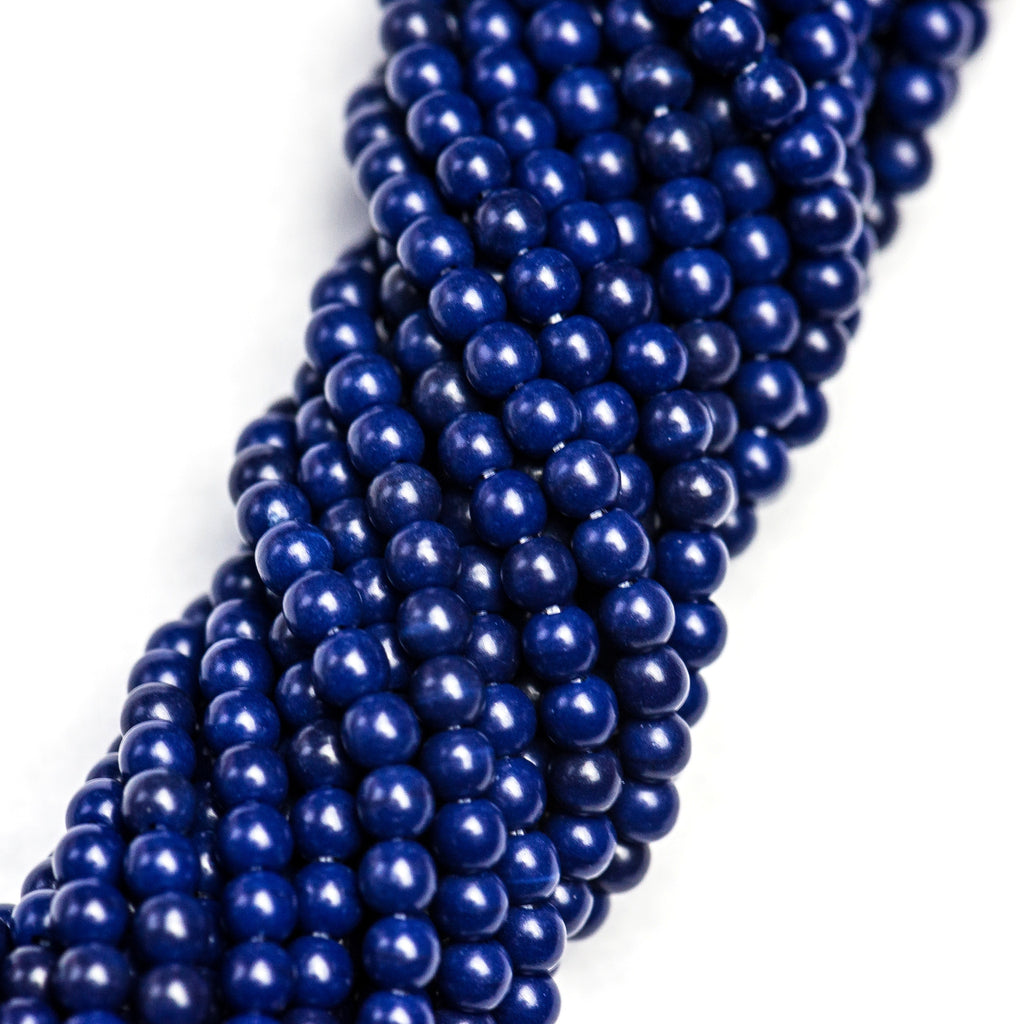 4MM Opaque Navy Blue Beads 60" (6 strands)