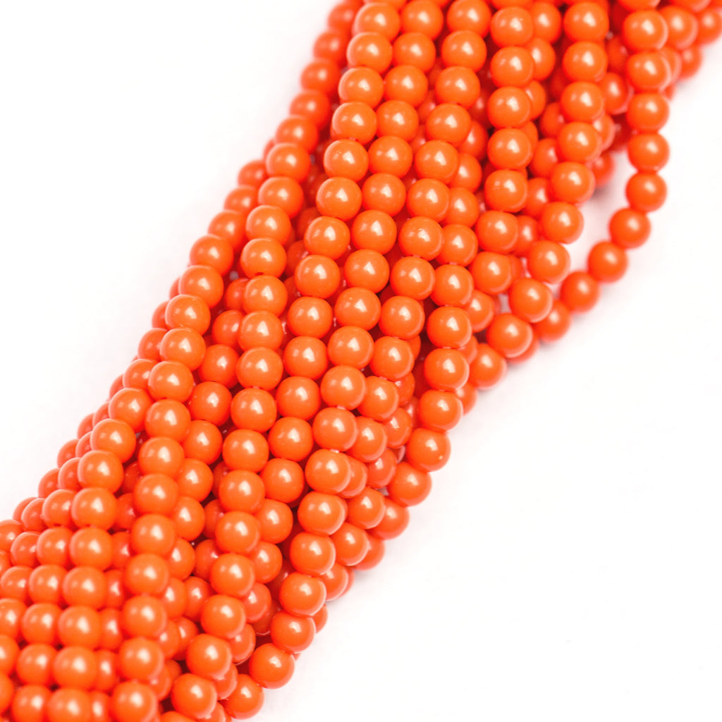 4MM Opaque Orange Acrylic Beads 30" (1 dozen strands)