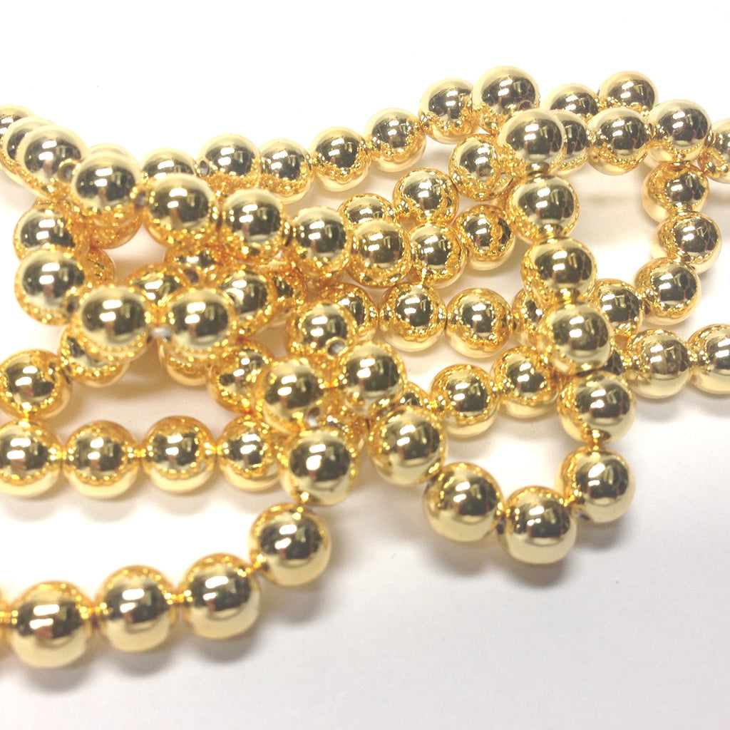 8MM Vacuum Plated Gold Beads 60"