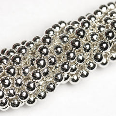 10MM Vacuum Plated Silver Beads 15"