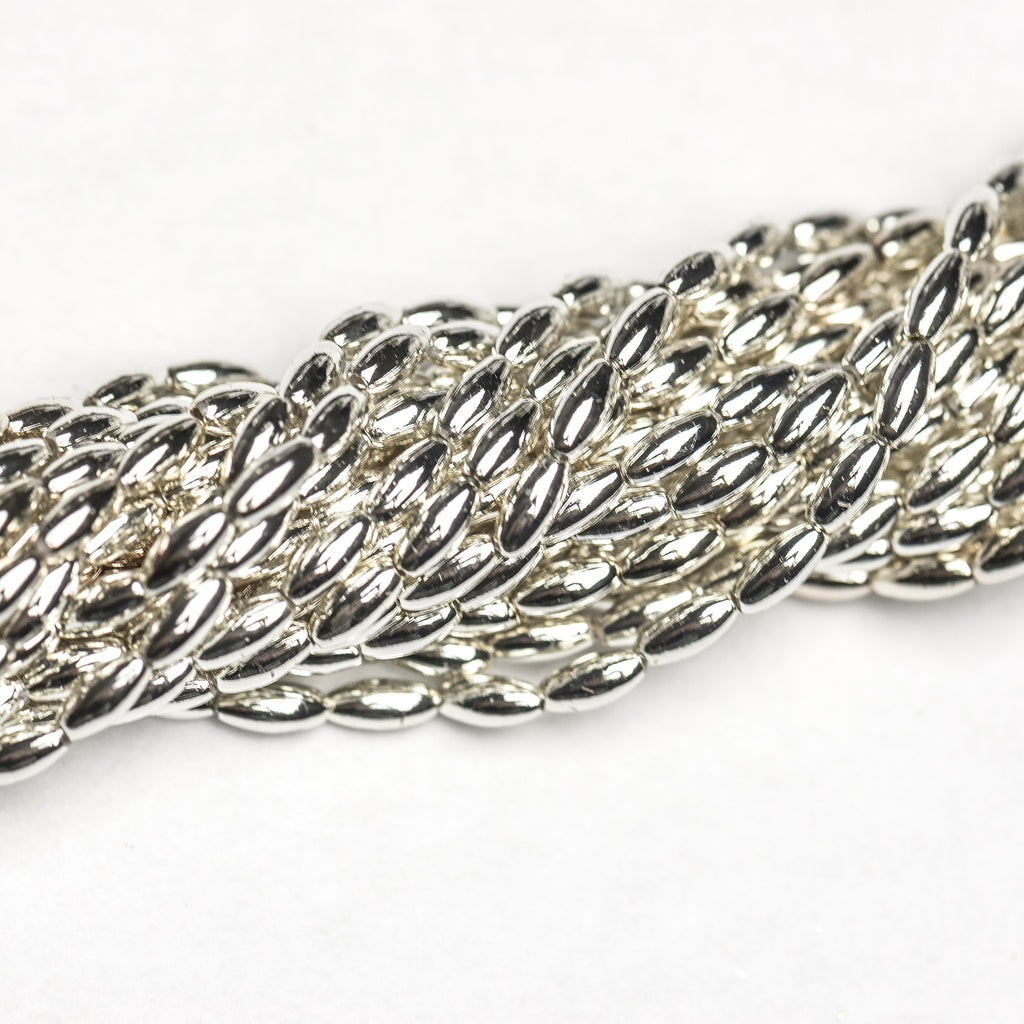 3X6MM Silver Oval Beads 60"