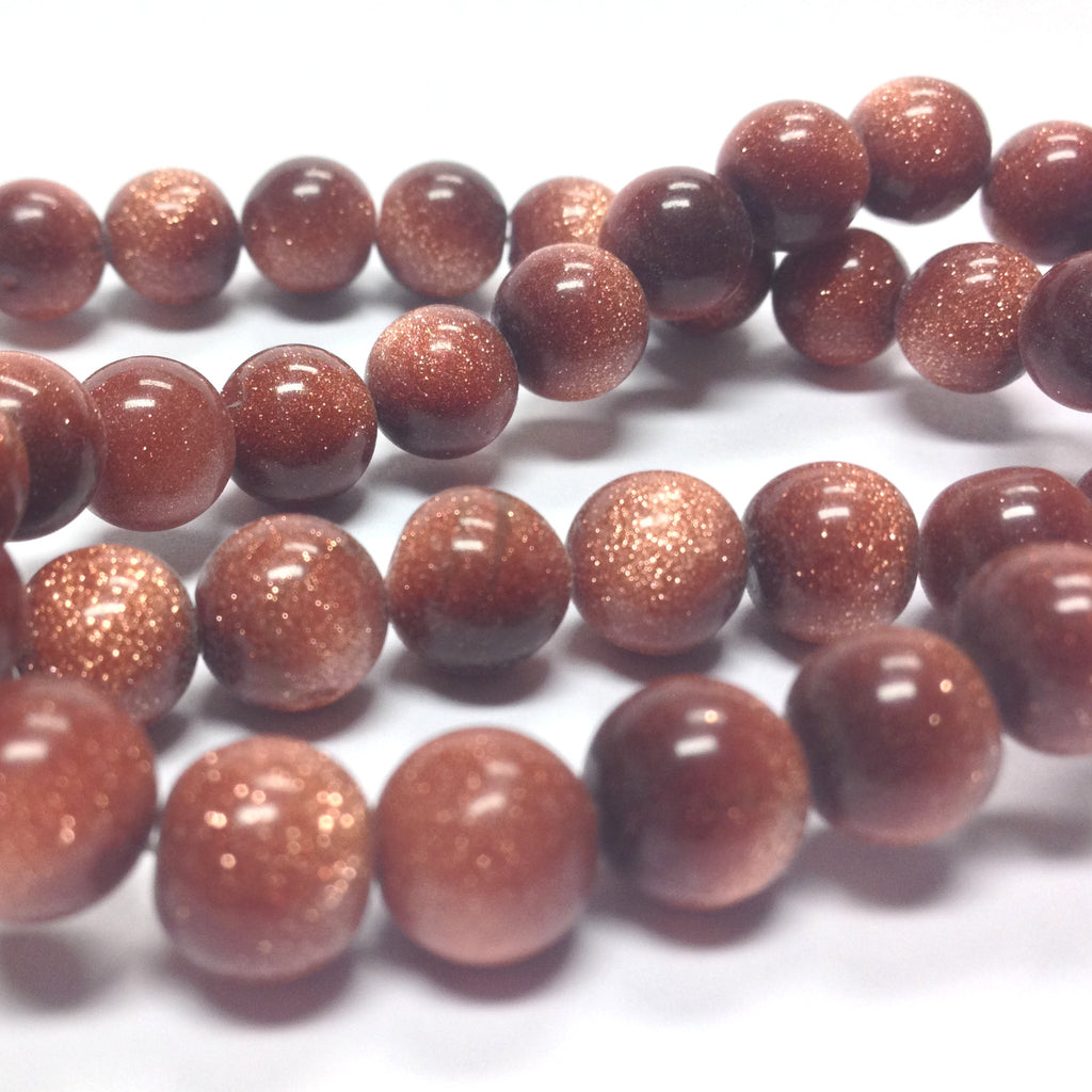 8MM Goldstone Glass Beads 16" (50 pieces)