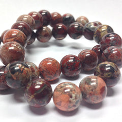 10MM Red Flower Jasper Gemstone Beads 16" (40 pieces)