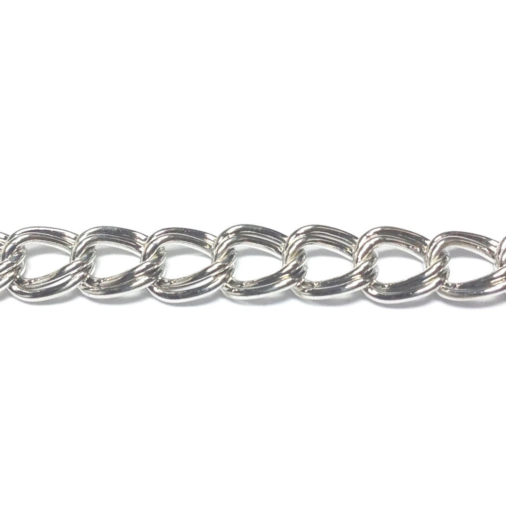 Silver Tone Plated Chain Brass Parallel Curb (1 foot)