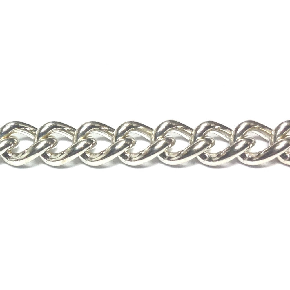 Im. Rhodium Plated Chain Steel Curb (1 foot)