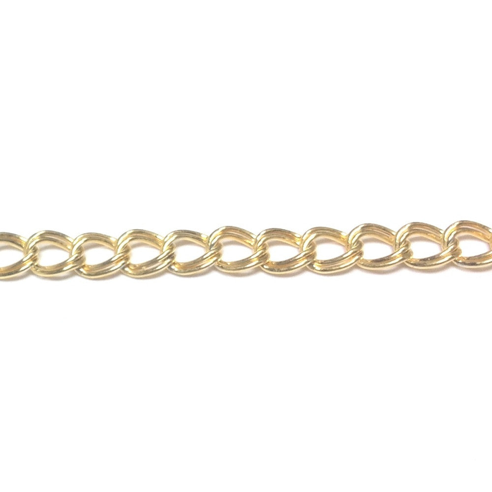 Gold Tone Plated Chain Brass Parallel Curb (1 foot)