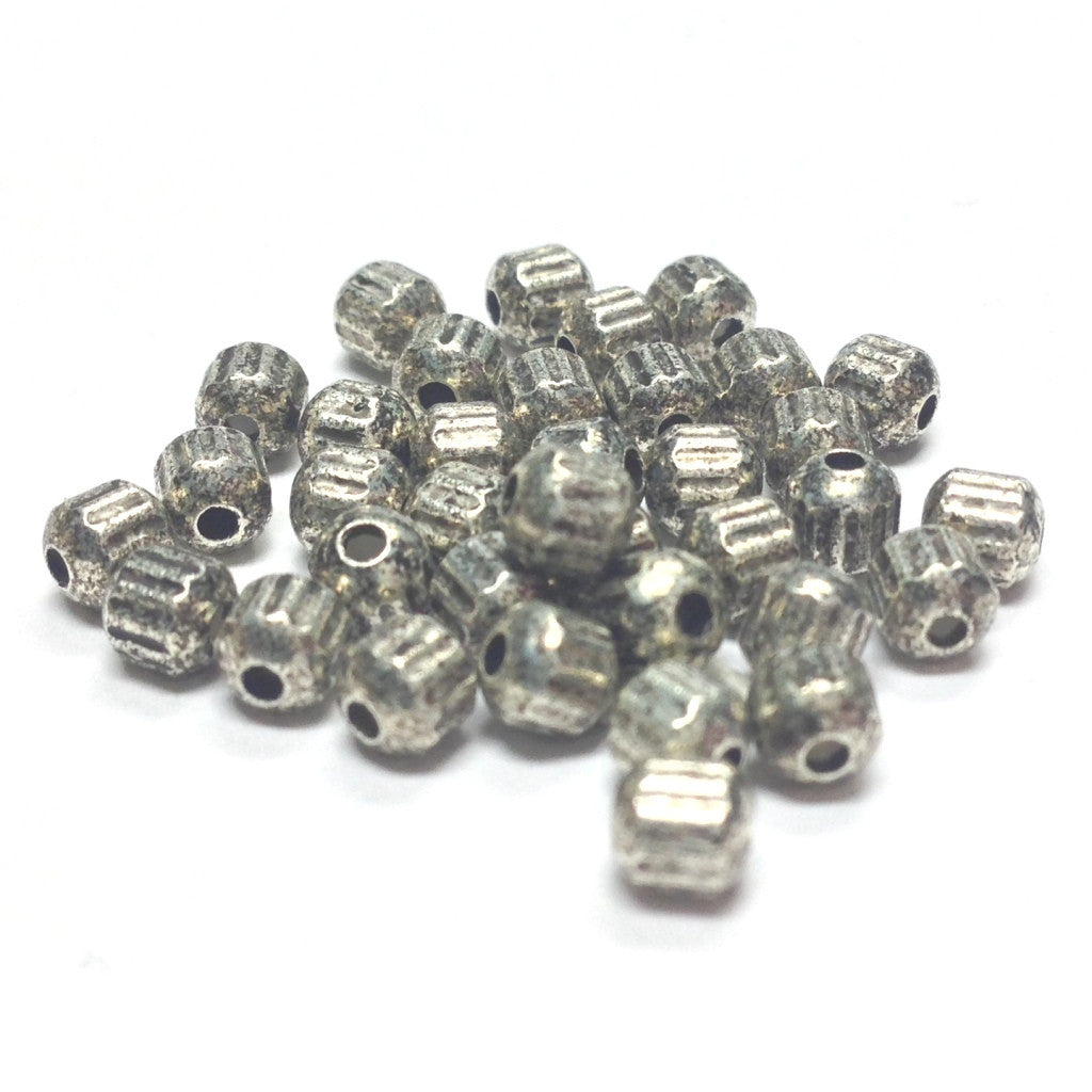 3.5MM Ant.Silver Fluted Bead (144 pieces)