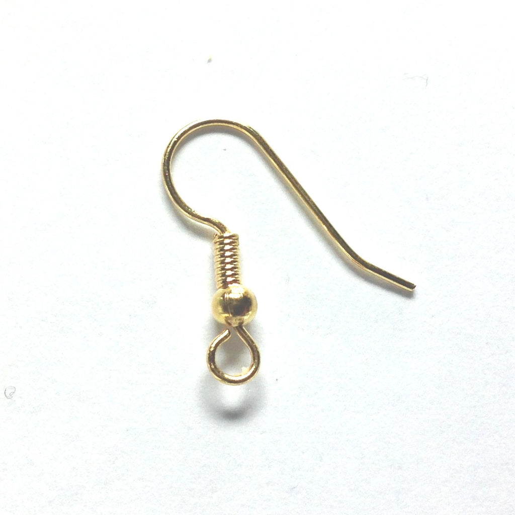 Gold Shepherd Hook Ear Wire With Coil & Ball (144 pieces)