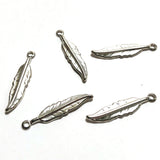20MM Silvertone Feather Drop With Loop (36 pieces)