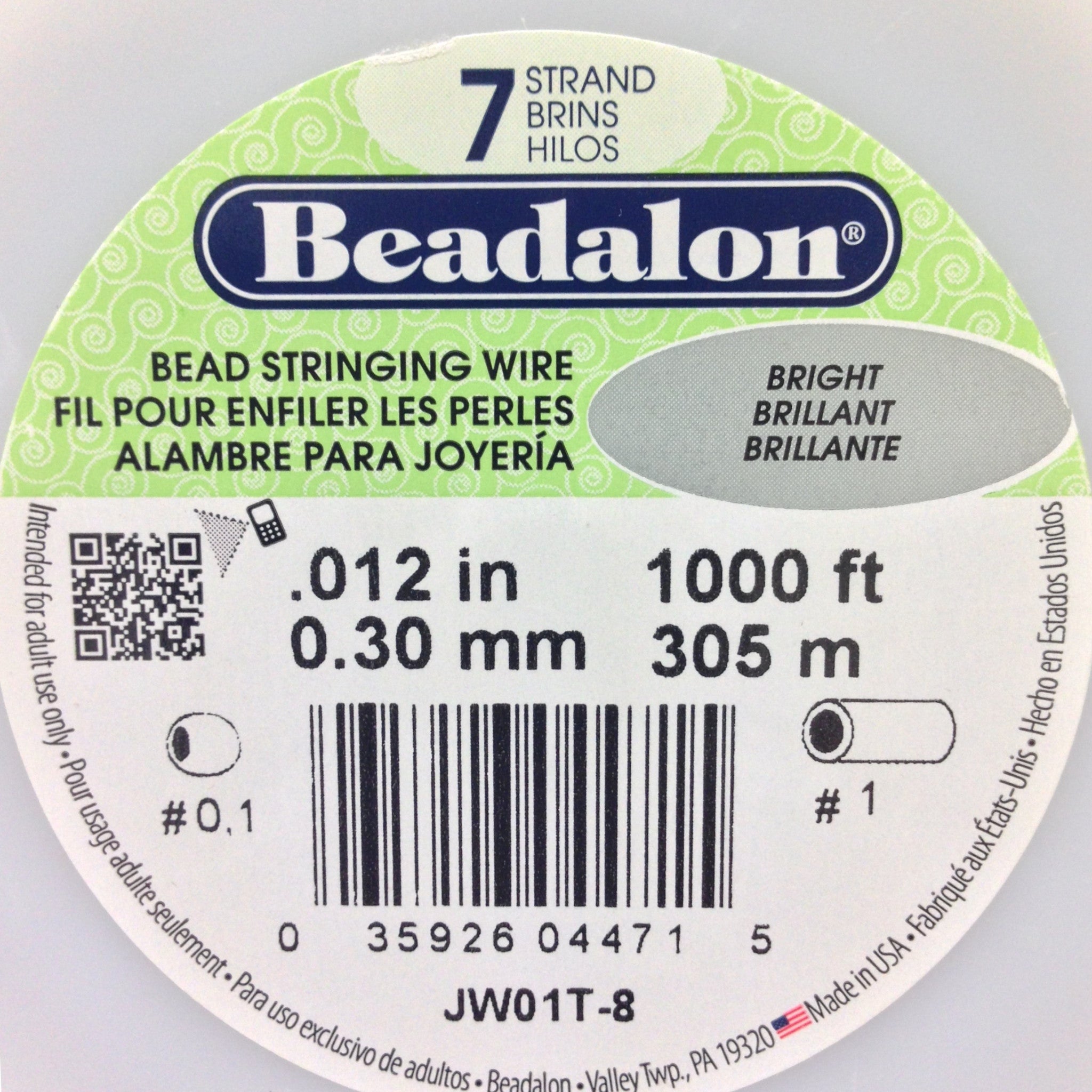 Beading Wire, 1000 Foot Spool 7 Strand Tigertail Clear 0.012 Inch
